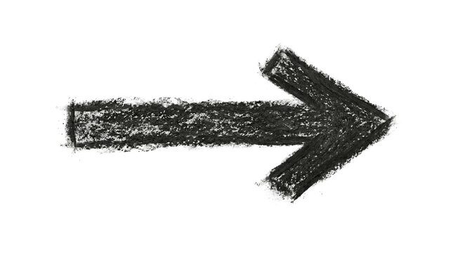Textured black directional arrow pointing to the right side against a neutral light gray background.