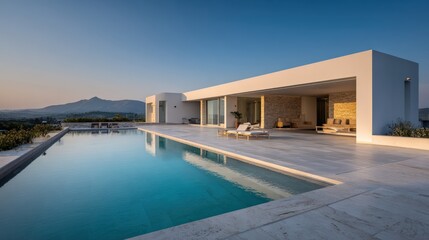 Fototapeta premium Luxury Modern Villa With Large Swimming Pool