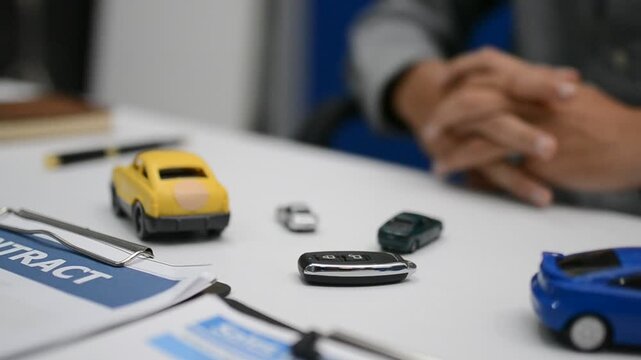 Woman signing auto insurance contract with agent after car crash claim. Trustworthy vehicle protection, policy coverage, and financial deal.