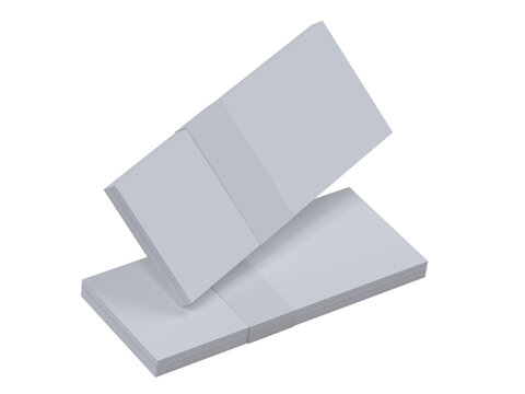 3D mockup of stacks of blank paper banknotes secured with bands, isolated on black, ideal for money design, cash concepts, finance, banking, savings, and advertising. Business finance concept.