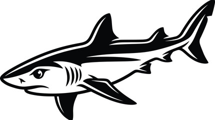Fototapeta premium Shark Swimming Marine Predator Vector Illustration for Ocean Conservation Posters, Educational Infographics & Sports Team Branding (EPS)