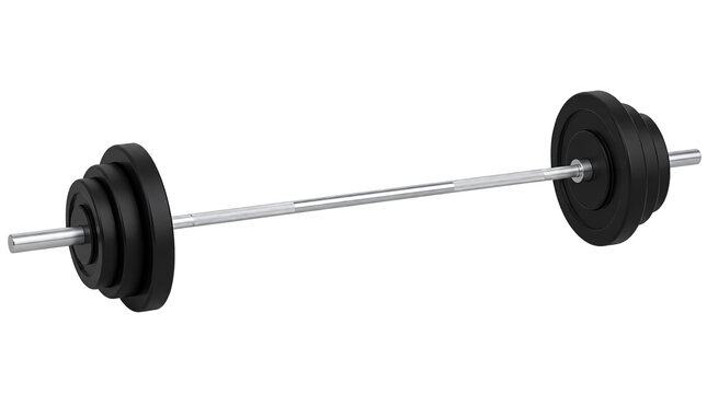 Black barbell isolated on transparent background