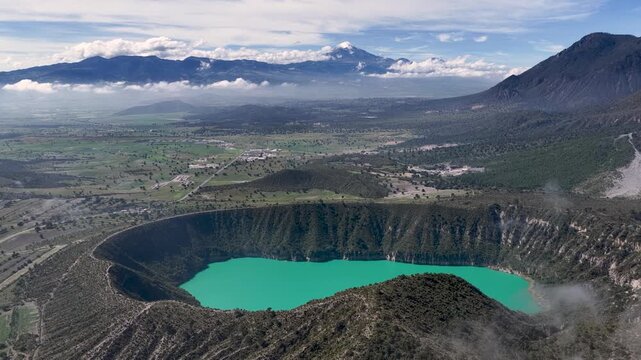 Orbital video of a maar in puebla mexico