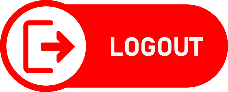 Red Logout Button PNG, White Exit Arrow Symbol for Account Sign Out, Website Navigation and User Access Isolated on Transparent Background