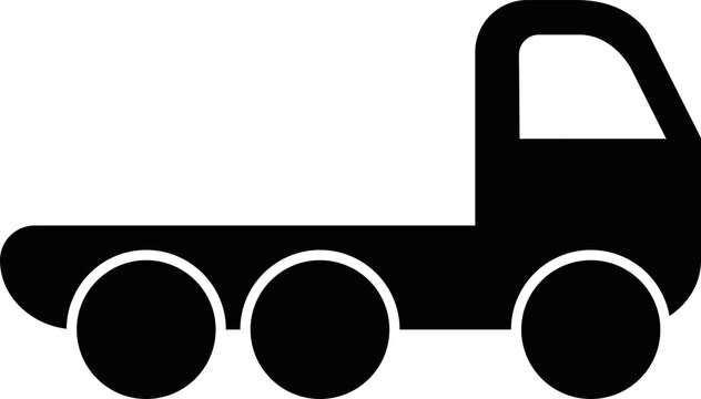 Black flatbed truck lorry silhouette icon