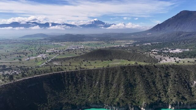 Aerial view of a maar in puebla mexico