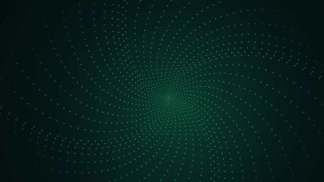 Abstract spiral pattern of glowing green dots forming a vortex on a dark textured background