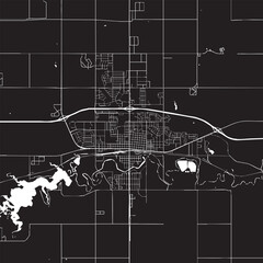 Fototapeta premium Vector Street Map of Dickinson North Dakota Black and White Minimalist City Road Map