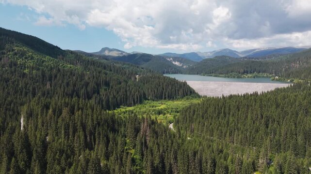 Bolboci Dam and Lake in Bucegi Mountains