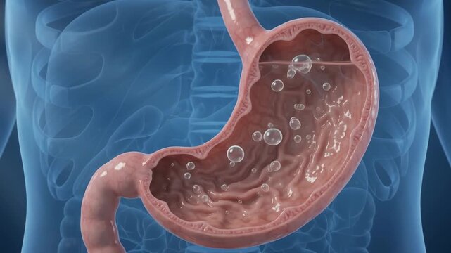 3D Medical Illustration of the Human Stomach and Digestive System