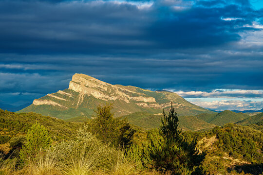 The Oroel Peak, Pena Oroel in the Pyrenees, Jaca, Huesca in Spain.