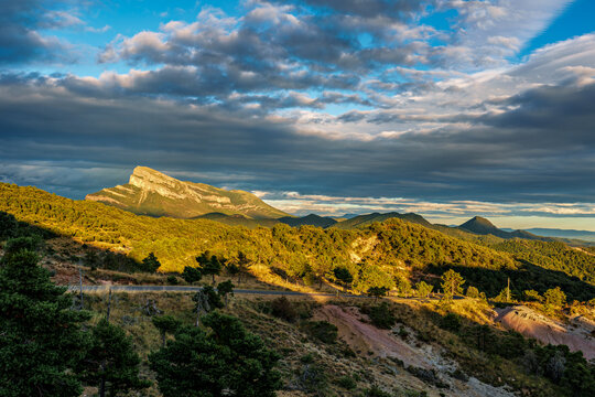 The Oroel Peak, Pena Oroel in the Pyrenees, Jaca, Huesca in Spain.