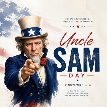 Uncle sam pointing finger on uncle sam day post design 