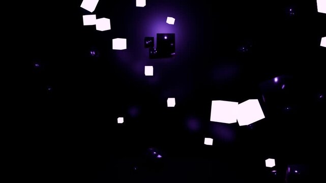 3D abstract seamless loop outgoing cube animation background with violet_crystal_cubes neon metallic motion graphic 4k