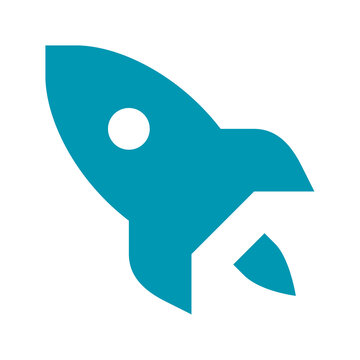 Teal Rocket Launch Icon Startup Growth Innovation Success Space Technology White Background