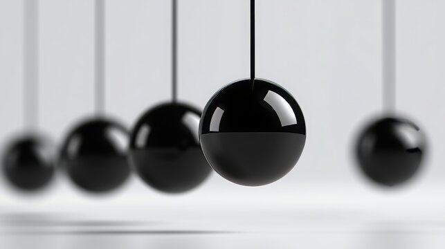 Newton's cradle isolated on white, symbolizing business balance and momentum in 3D. 