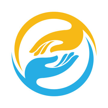 Abstract caring hands logo design for healthcare wellness and community service branding identity assets