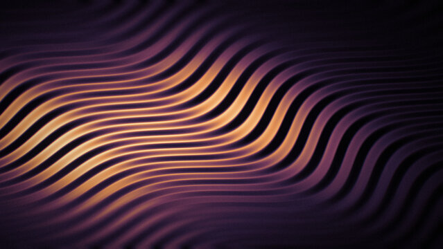 Flowing wavy ridges create an abstract grain texture in purple and warm gold tones. Modern gradient pattern suitable for backgrounds, posters, and design overlays.