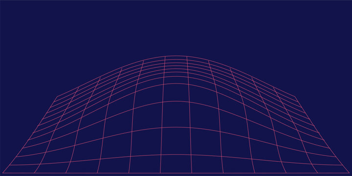 Retro synthwave wireframe arched dome canopy design