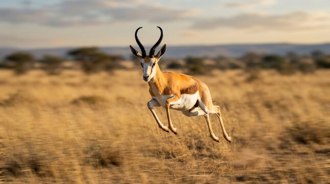 Leaping springbok antelope