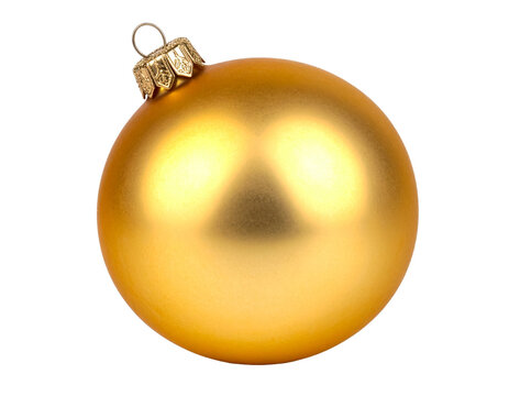 Weihnachtsbaumkugel in Gold isoliert Hintergrund, Freisteller	
