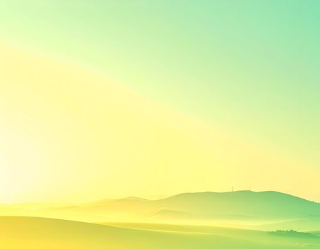 Gentle landscape with rolling hills, fog, and gradient sky
