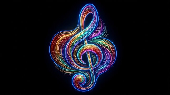 Colorful neon treble clef