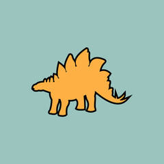 Cute cartoon stegosaurus illustration in a flat minimalist style, perfect for children's books, educational materials, nursery decor, stickers, games, branding, and creative design projects. © jbworkstockers