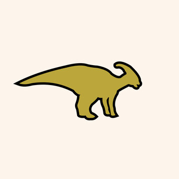 Cute cartoon parasaurolophus illustration in a flat minimalist style, perfect for children's books, educational materials, nursery decor, stickers, games, branding, and creative projects.