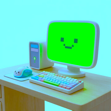 new design desktop computer with mouse, keyboard 
