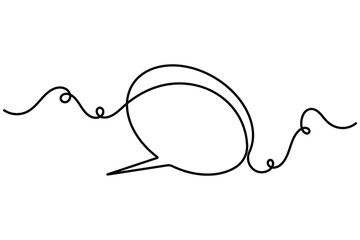 Obraz premium Messaging chat speech bubble icon sign continuous one line drawing on white background minimalist single art blank comment reply and saying symbol vector illustration