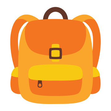 orange yellow school backpack flat icon