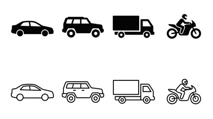 Fototapeta premium Traffic and transportation icons collection, minimalist hand drawn line art style