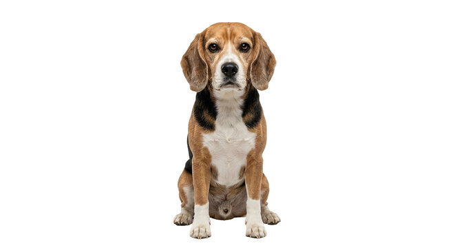 Cute beagle dog sitting on transparent background