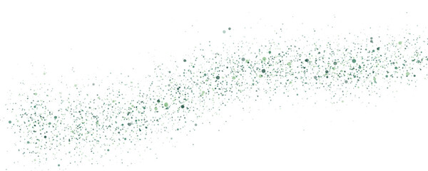 Obraz premium Green Fine Powder Particles Spraying Across White Background with Selective Focus