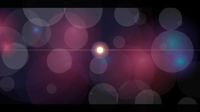 Dynamic Abstract Background With Pulsating Light Flares And Bokeh Circles Moving Across A Dark Space