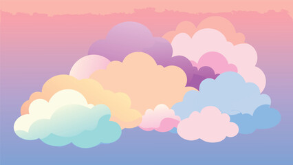 Fototapeta premium Editorial pastel clouds sky background vector illustration with atmosphere illustration background creative wallpaper abstract decoration aesthetic peaceful gradient