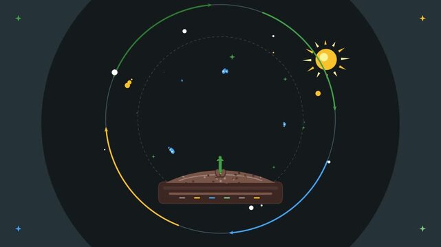 Minimalist Animation of a Growing Plant in a Digital Ecosystem