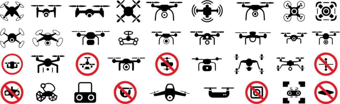 drone logo icon collection quad hex octocopter remote transmitter sets