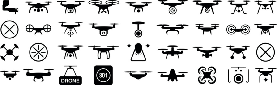 drone vector icons propeller rotor landing gear fpv gimbal controllers