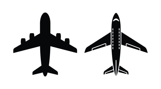 Black silhouettes of airplanes