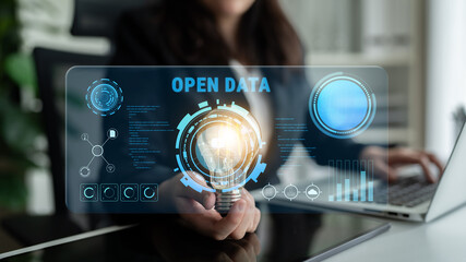 The concept of open data for public information and government transparency. A dashboard for...