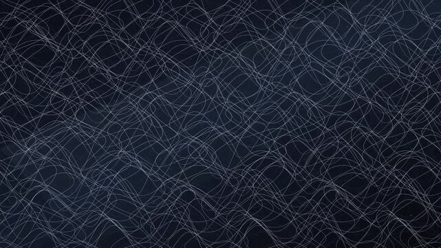 Abstract White Wavy Lines Slowly Move And Intersect Over A Dark Blue Background In A Seamless Motion Graphic Animation