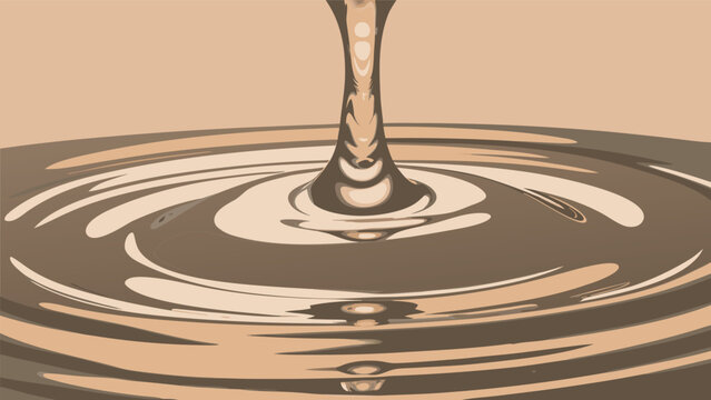 Editorial brown liquid drop splash ripple vector illustration with abstract, illustration