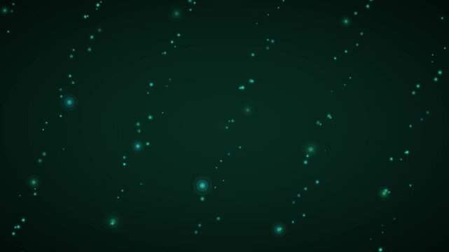 Abstract Digital Data Flowing Downward With Blue And Green Particles On A Dark Background Animated Graphic