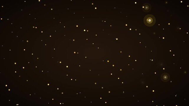Slow Motion Golden Particle Animation On A Dark Brown Background, Perfect For Overlays And Backgrounds