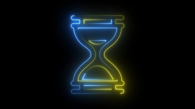 Optimized Title (Exactly 100 Characters)Glowing yellow blue neon hourglass icon sand timer watch deadline symbol dark background
