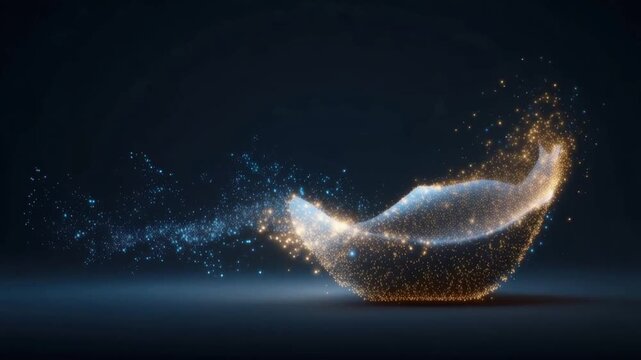 Abstract energy flow with glowing particles forming a swirling orb of light, suggesting a digital or scientific concept. ..Created with Generative AI, not depicting real subjects.