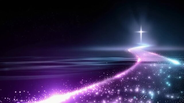 A luminous path glows with ethereal light, leading towards a radiant cross, symbolizing faith and spiritual journey. ..Created with Generative AI, not depicting real subjects.