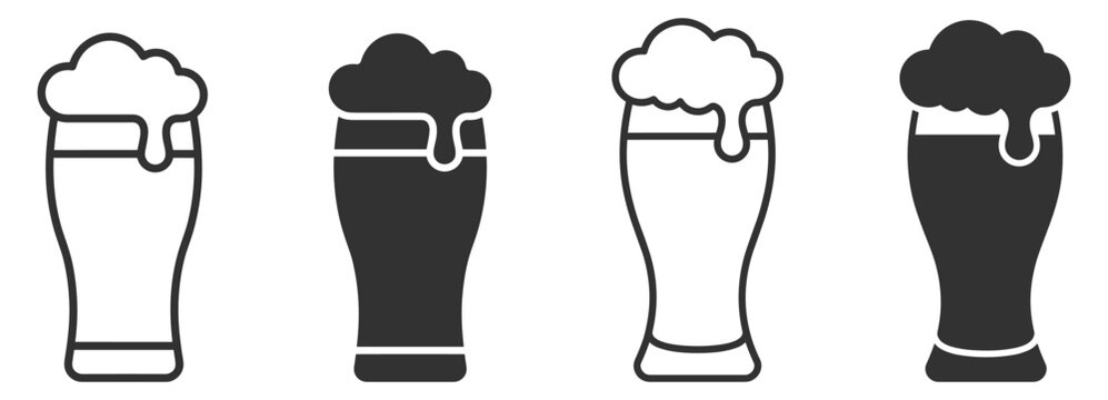 beer glass icon set vector illustration isolated on transparent background